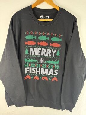 Bass Pro Shops Black Merry Fishmas Graphic Crewneck